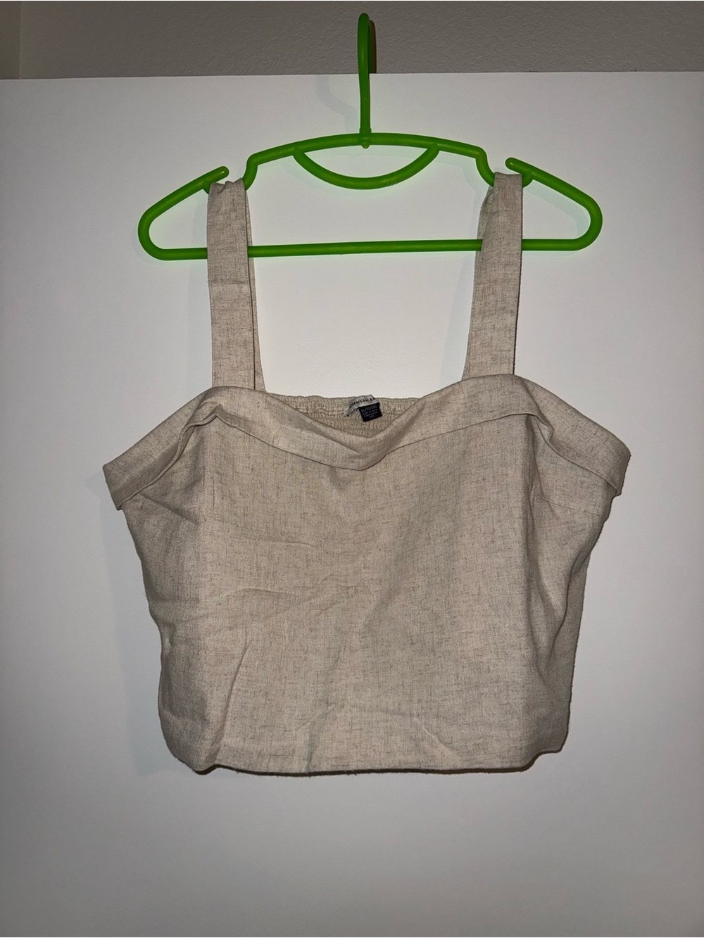 American Eagle Outfitters Natural Beige Linen-Blend Crop Top